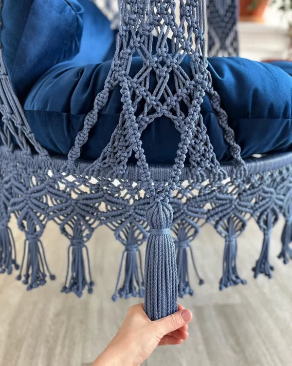 Macrame Swing In Blue For Adults - Leechoo